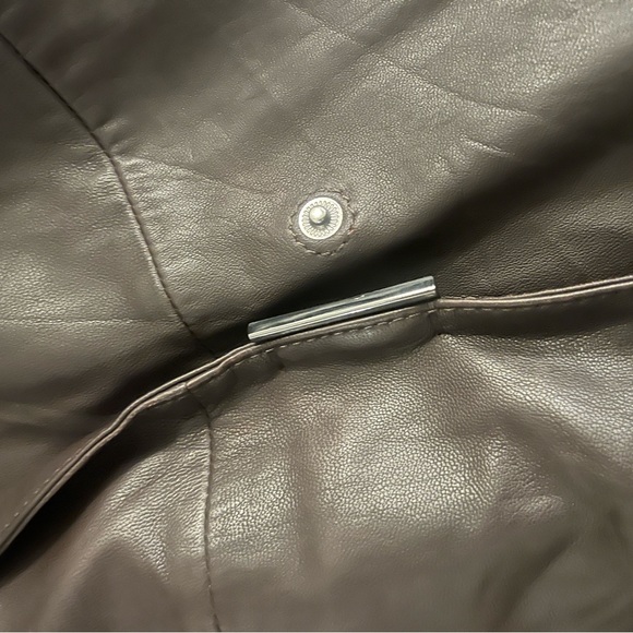 Brown Soft Lined Leather 90s Trench - Picture 4 of 6